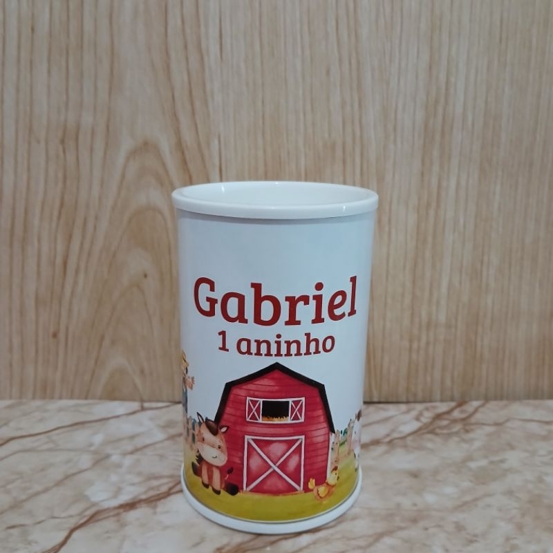 Cofrinho Personalizado Fazendinha 10x6cm | Lembrancinha de Festa Infantil | Aniversário