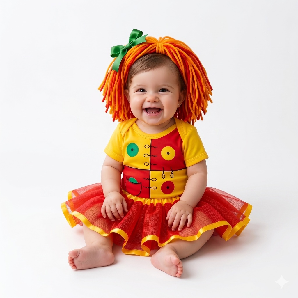 Body Bebê Temático Com Tiara Saia Tutu Roupa Infantil Caipira Festa Junina Mesversario