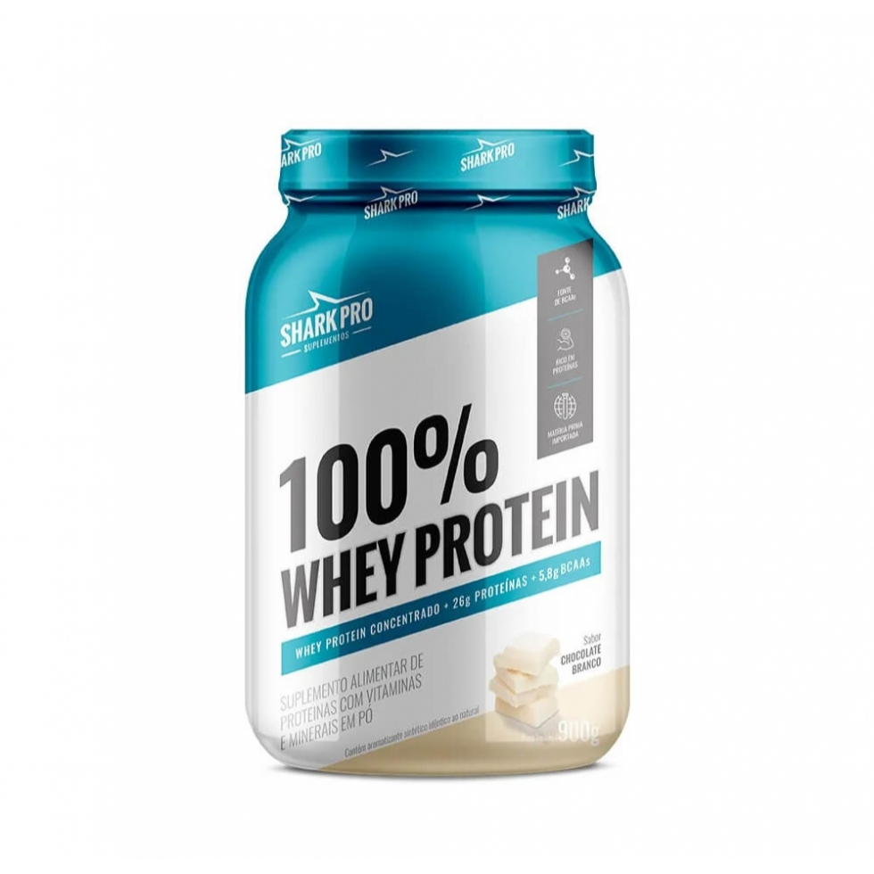 100% Whey Protein Concentrado (900g) - 26g de proteína + 5,8g de BCAA - Shark Pro