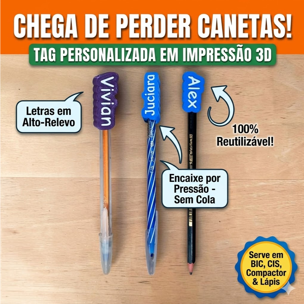 Identificador Caneta Nome Personalizado Reutilizável Lápis Material Escolar Escritório Trabalho Bic Cis Compactor Lapis