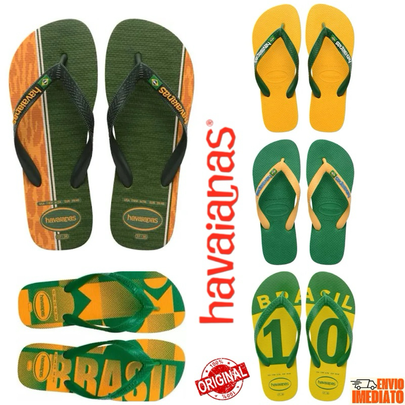 Havaianas Copa do Mundo original nas cores do Brasil, modelos masculino, feminino e infantil, chinelos confortáveis