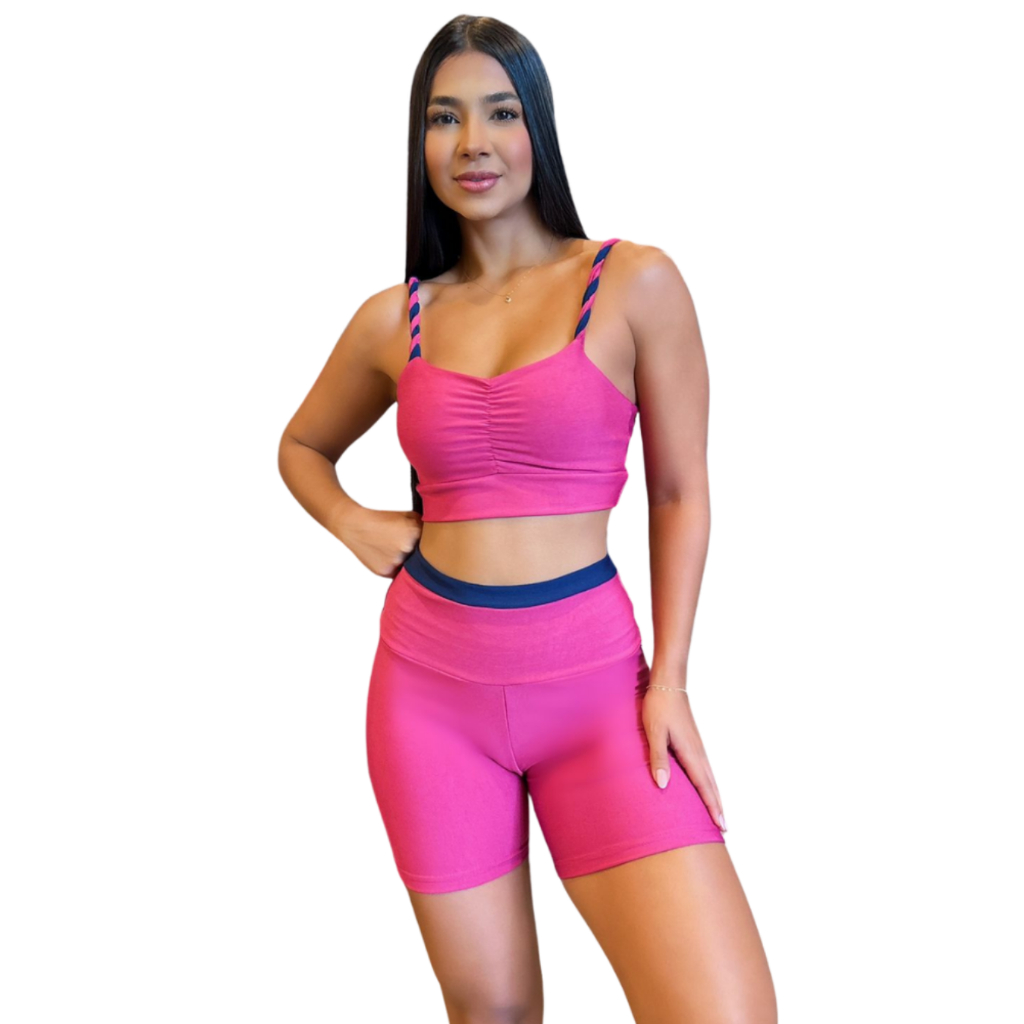 Kit Academia Feminino Short E Top Fitness Treino Malhar, Alta Compressão.