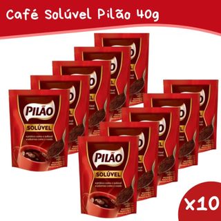 Kit 10 Café Solúvel Pilão 40g Sachê – Café Instantâneo Rápido e Prático