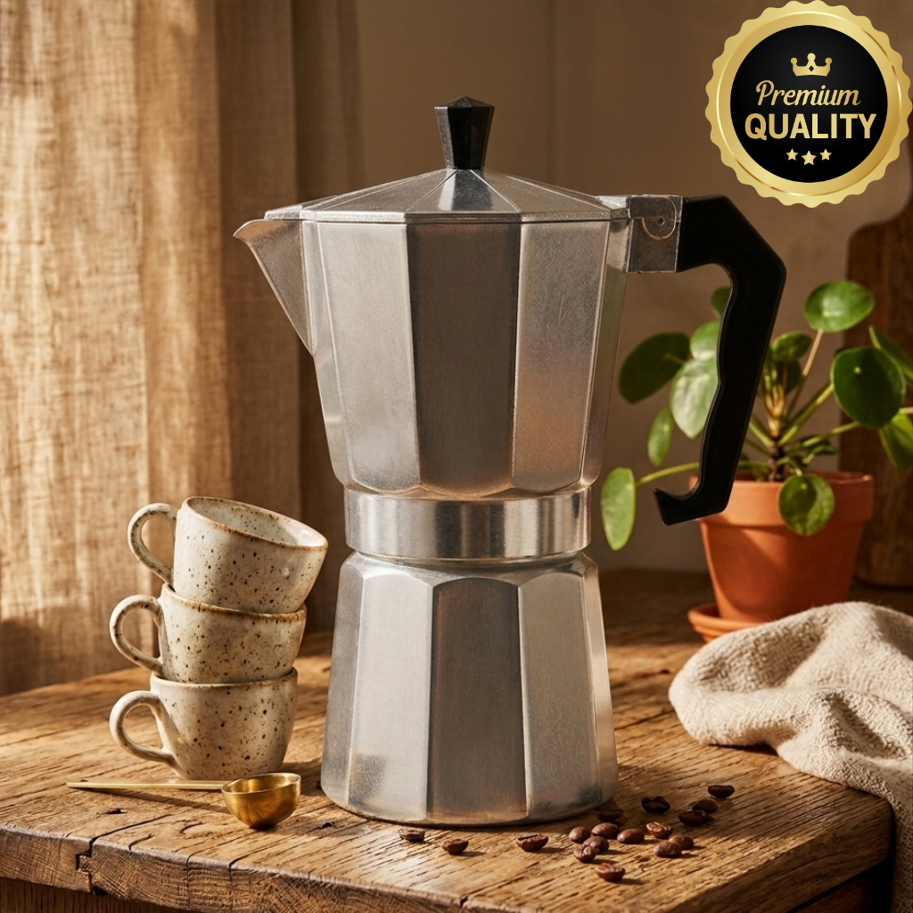 Cafeteira Italiana Moka Café Expresso 6 Xícaras Alumínio Café Puro