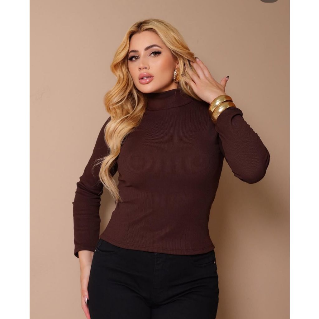 Cacharrel Feminina Gola Alta Manga Longa Quentinha Mais Vendida Cropped