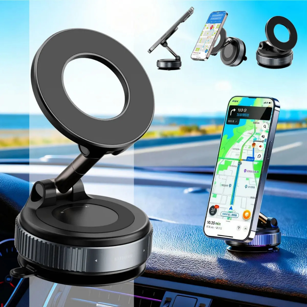 Suporte Celular Magnético Veicular Ventosa Sucção Academia Automotivo 360° Portátil Dobrável Para Mesa Parede Vidro