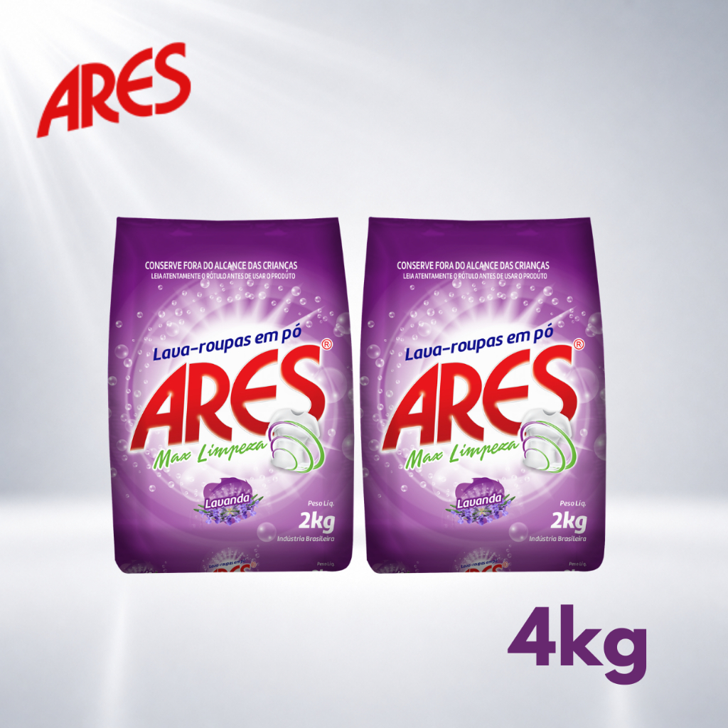 Kit 2 Sabão em Pó Lavanda 2kg Lava Roupas Lavagem Profissional - Ares