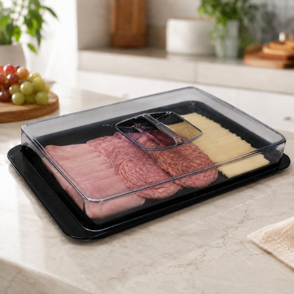 Pote Porta Frios Presunto Queijo Acrílico Preto