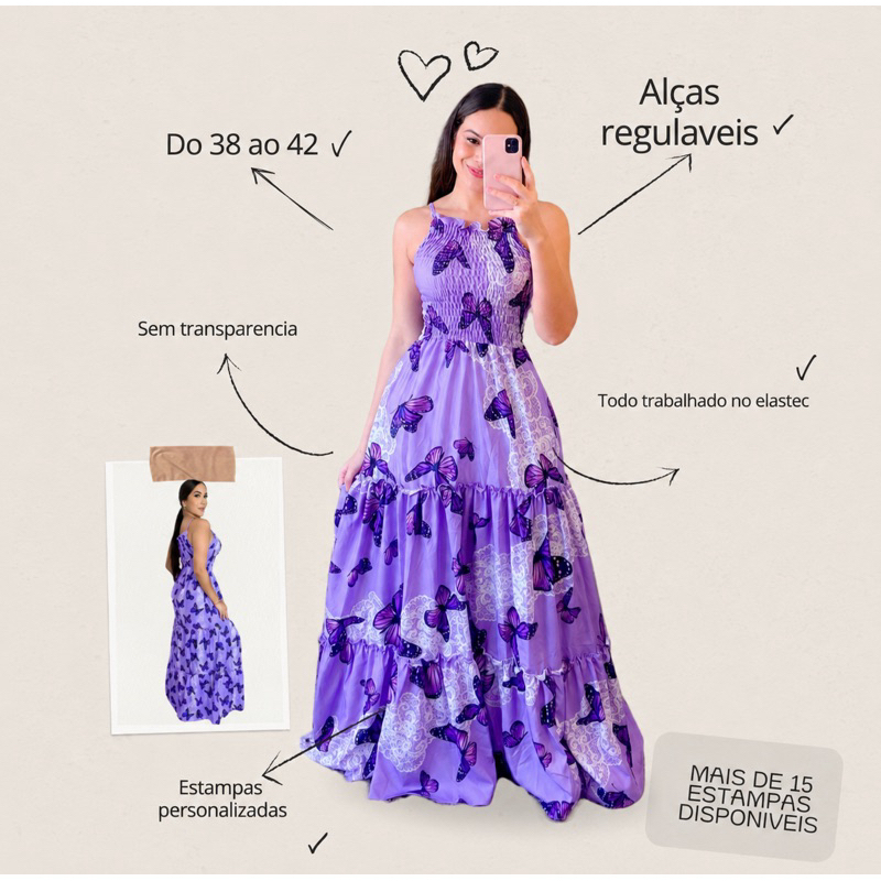 Vestido feminino longo  com alças reguláveis estiloso luxo casual Todas as ocasiões Elegante e Confortável Ref. 93