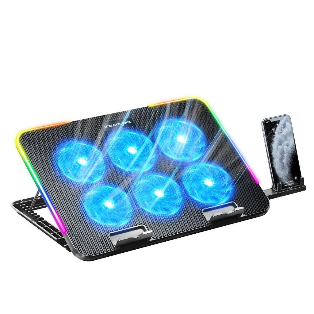 Suporte Base Gamer para Notebook com 6 Coolers RGB Refrigeração Silenciosa para 