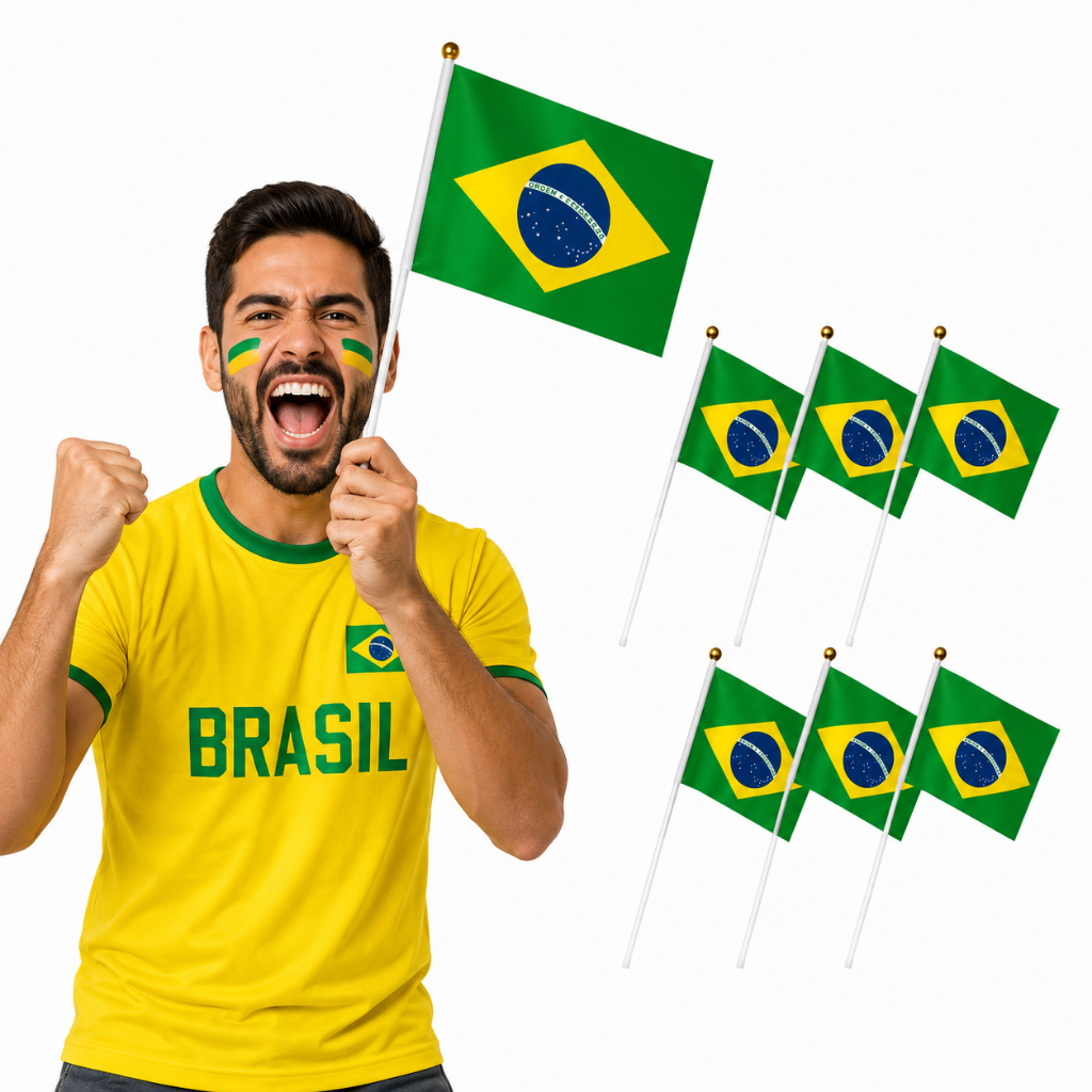 Kit 6/12 Bandeirinhas Do Brasil Copa Do Mundo 2026 Torcida - Atacado