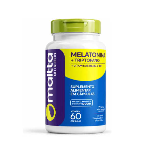 Melatonina + Triptofano + Vitamina B6, B9, e B12 - 60 cápsulas Maltta Duom