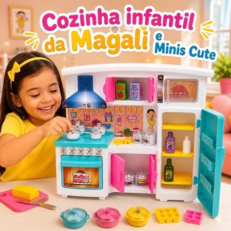 Cozinha Infantil Brinquedo Da Magali E Minis Cute Divertido Mini Geladeira Panelas Presente Infantil Perfeito Lúdico