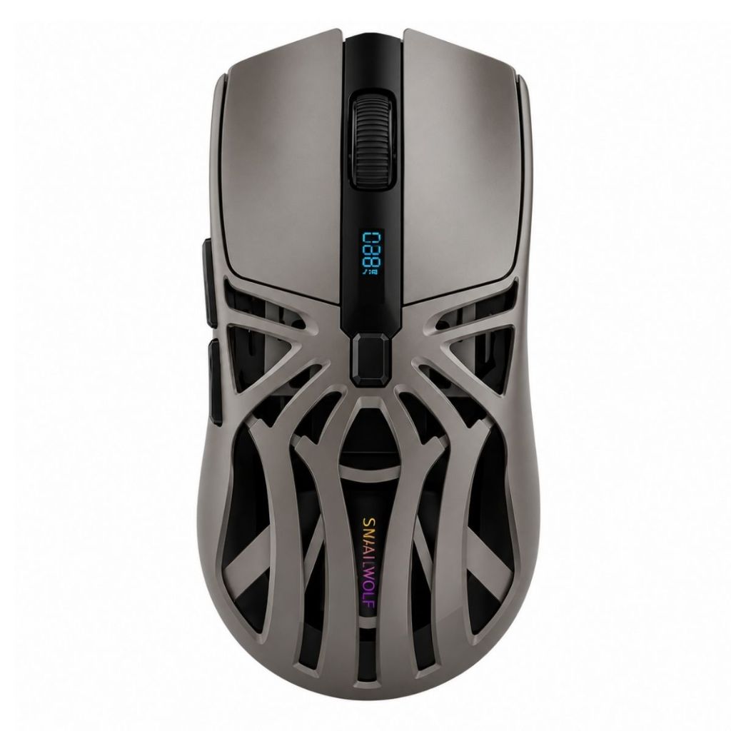Mouse Gamer Rs8 Sem Fio 10.000 Dpi Cinza Recarregável Rgb Smailwolf 3 Tipos de conexão Bluetooth USB 2.4 ou Cabo USB-C