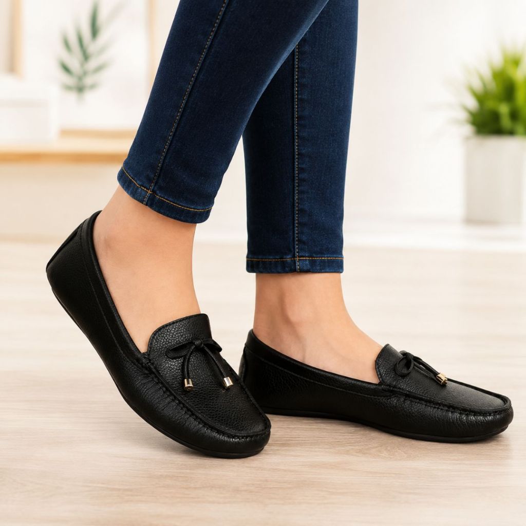 Sapato Mocassim Feminino Couro Legítimo Confortável Clássico Elegante Preto Leve Macio - ELAINE 16