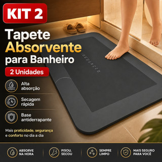 Tapete Mágico de Banheiro Super Absorvente Antiderrapante Secagem Rápida 40x60cm