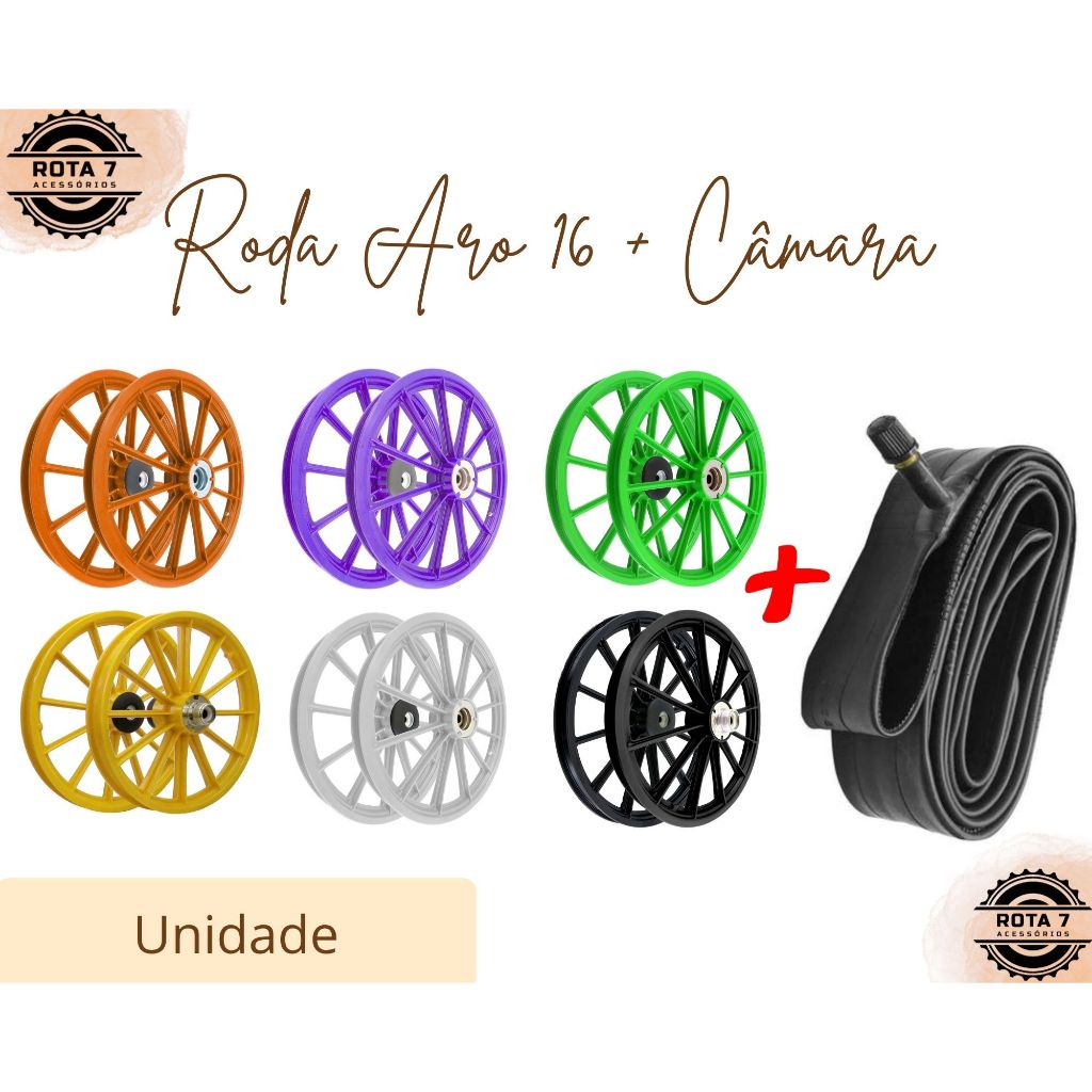 Kit Roda Nylon Plástico Aro 16 + Câmara de Ar Bicicleta Infantil MTB Bike - Wester