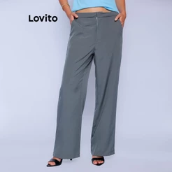 Lovito Calça Wide Leg Alfaiataria Feminina PTB785BRL815