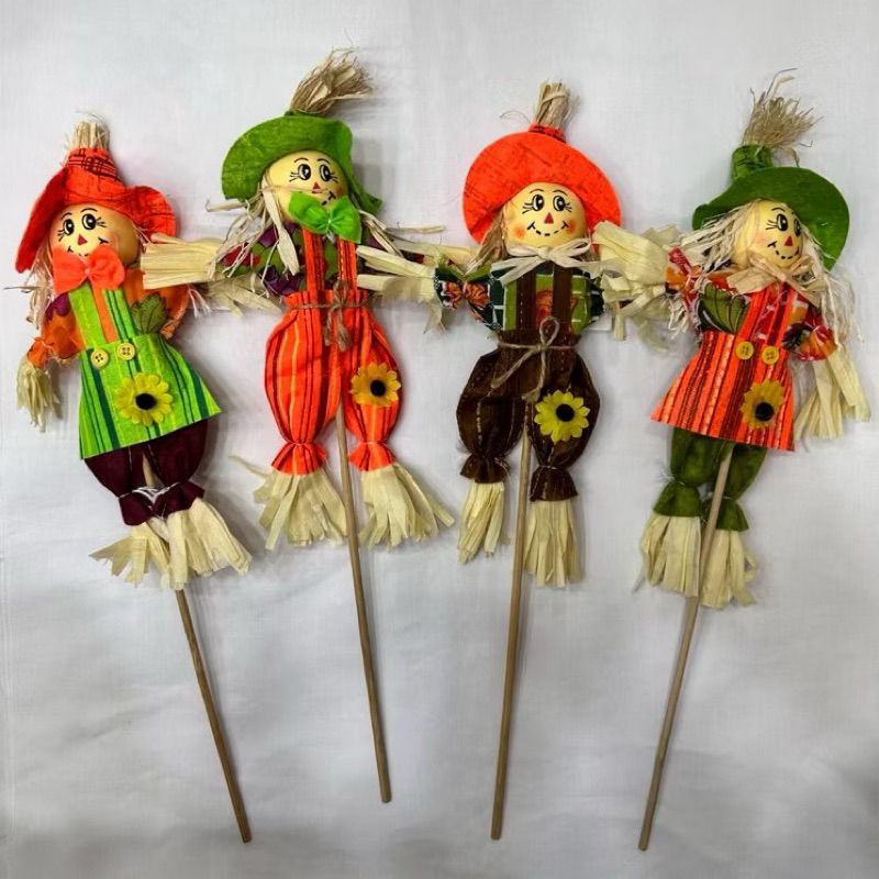 Enfeite Palito Junino | Material: Palha | 16Cm Cada | Kits Com 6 Ou 12 Palitos De Espantalho | Topo De Bolo | São João