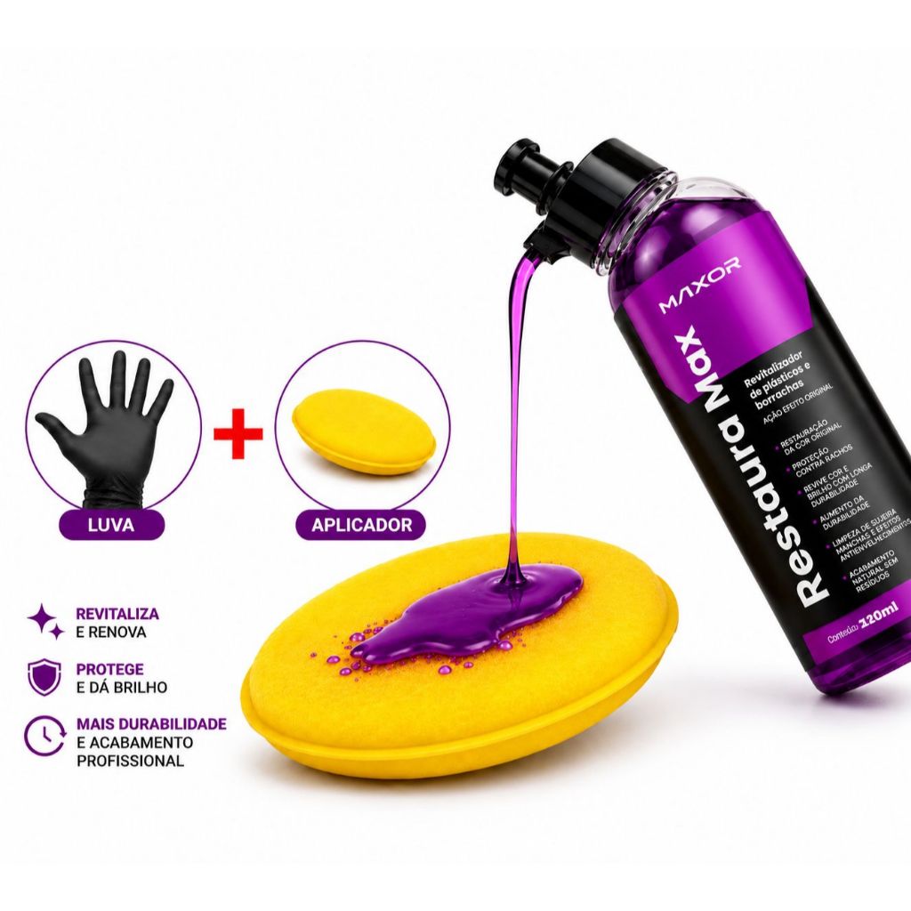 Revitaliza Revitalizador Brilho e Proteção Duradoura Carrro Moto Borracha Plastico