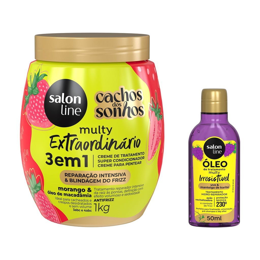 Kit Multy Uva e Morango com Creme e Óleo de Tratamento