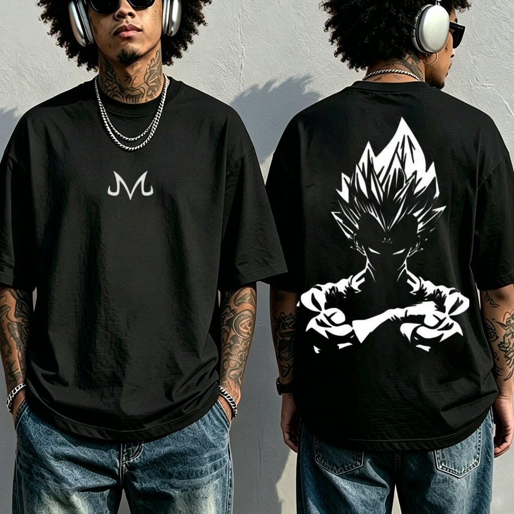Camiseta Camisa Oversized Vegeta MajinBoo Musculação Premium 100% Algodão Streetwear Treino Academia