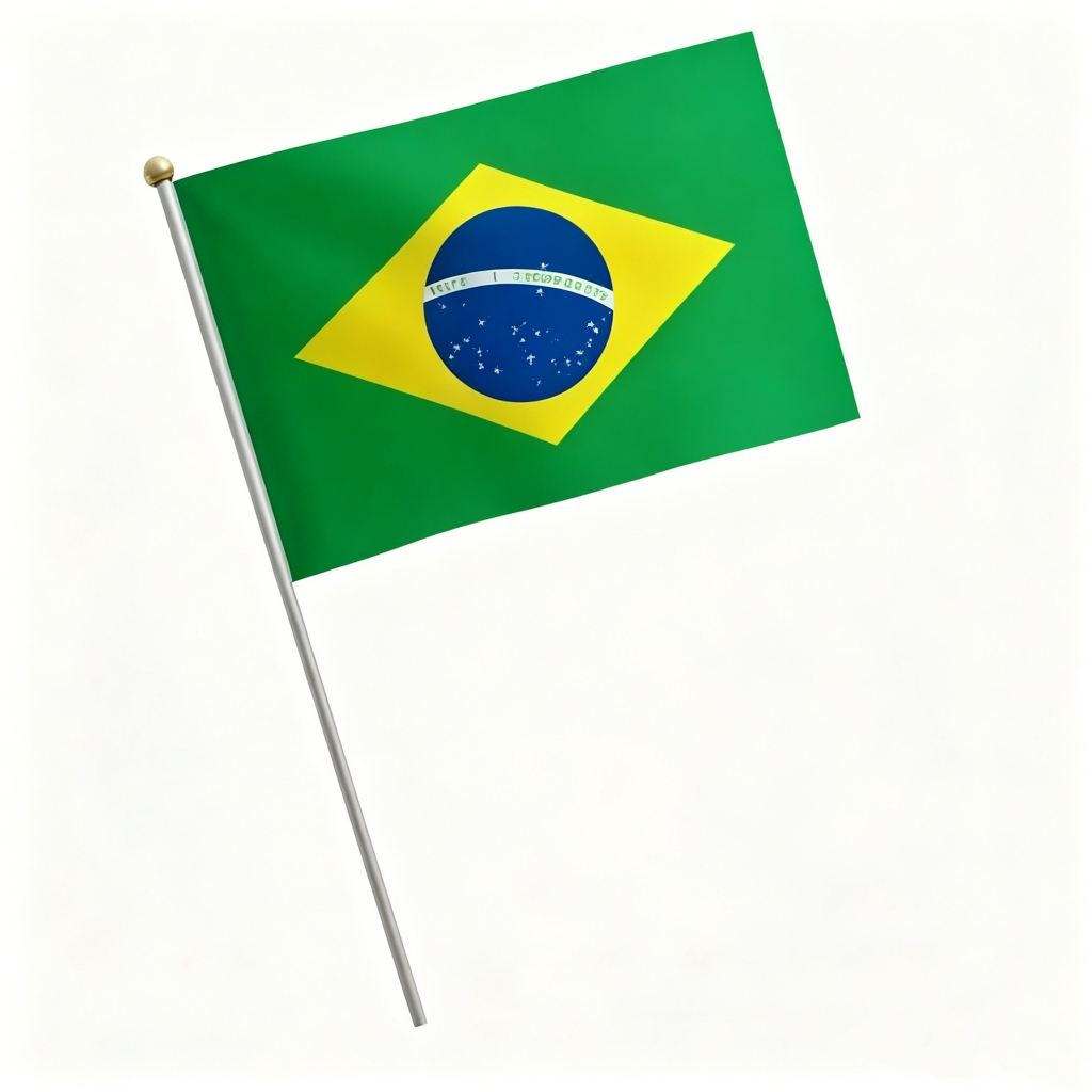 Bandeira Do Brasil Com Haste 30x45cm Poliéster Alta Qualidade Torcida Copa do Mundo