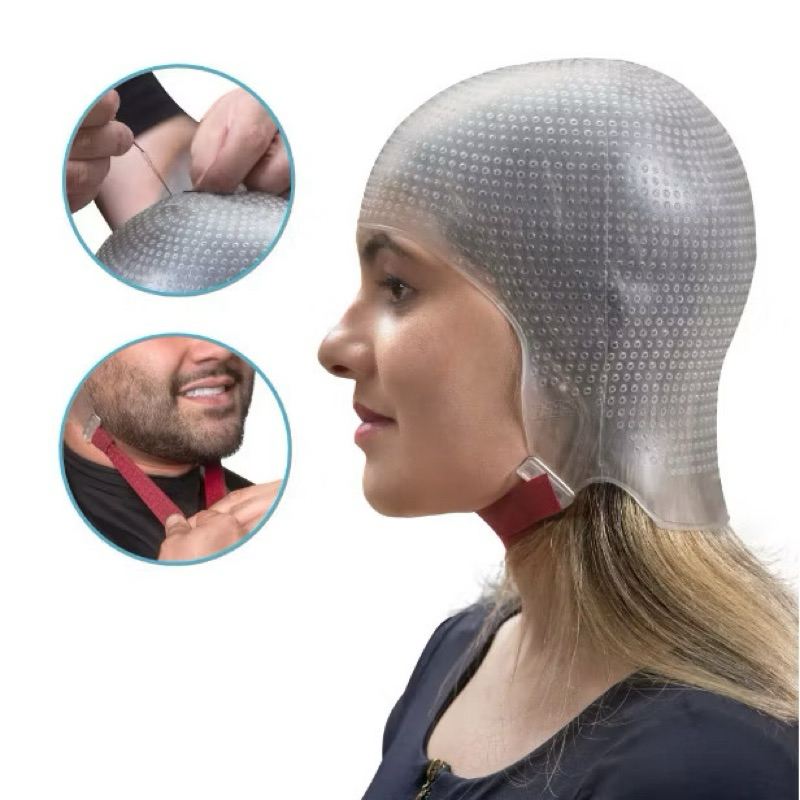 Envio Imediato | Touca Profissional Para Luzes Mechas e Reflexos 1000 Furos Regulável Silicone Alta Resistência