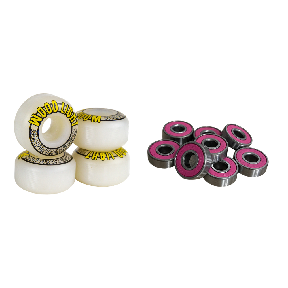 Roda Skate Iniciante Importada + Rolamento ABEC 15 Wood Light 53mm 99A
