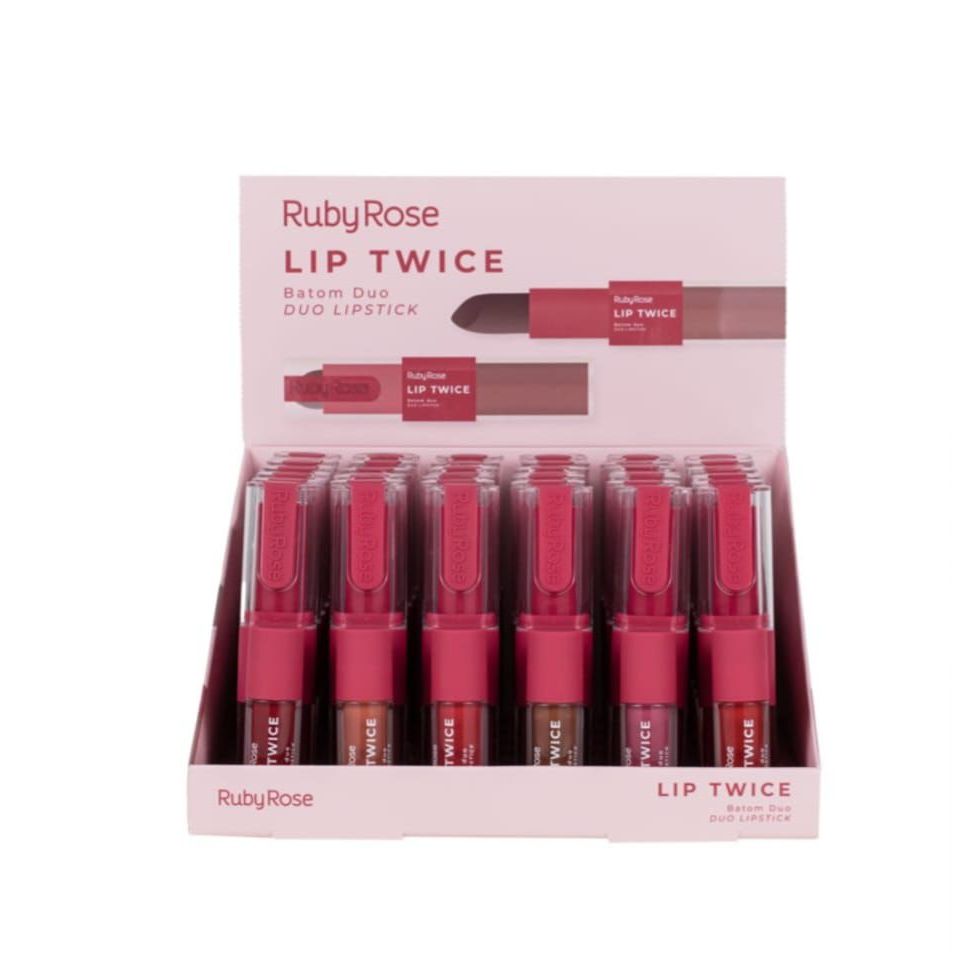 Batom duo Ruby Rose da linha Lip Twice .