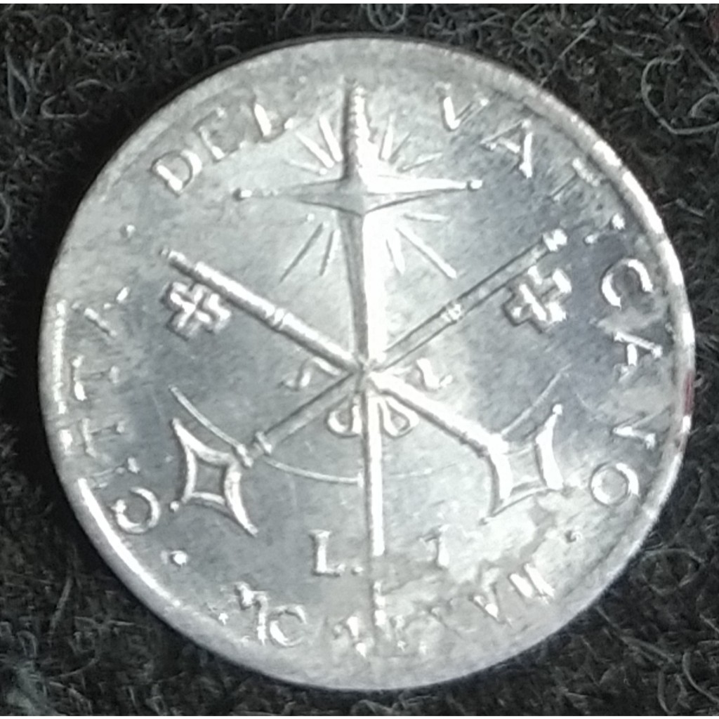 JR-771 Moeda Cidade do Vaticano 1 Lira 1967 (Alumínio) - Período Papa Paulo VI 1963-1978