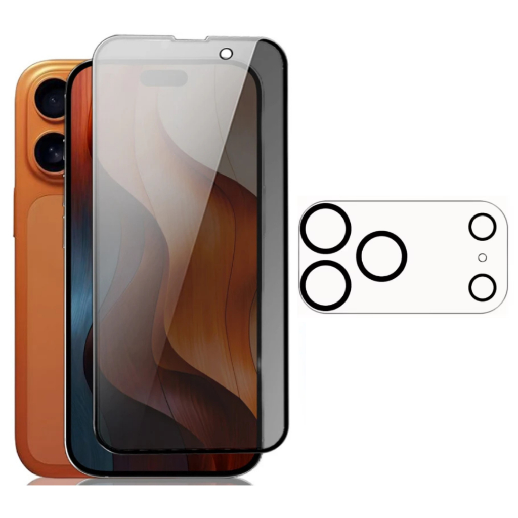 Película Vidro Privacidade Anti Spy + Lente Câmera P/ Iphone X, 11, 12, 13, 14, 15, 16, 17 Pro Max