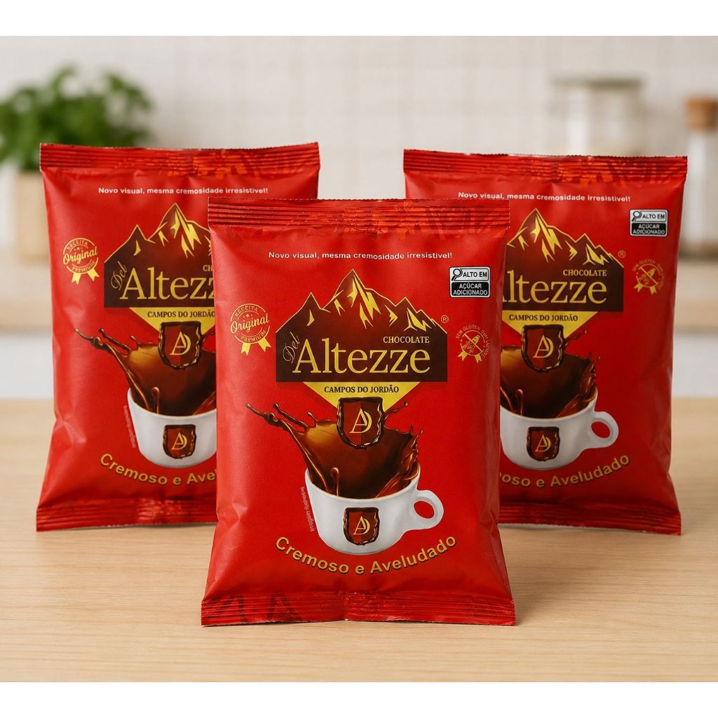Kit Com 3 Chocolate Quente Altezze de Campos do Jordao Tipo Europeu Cremoso e Aveludado 200gr cada