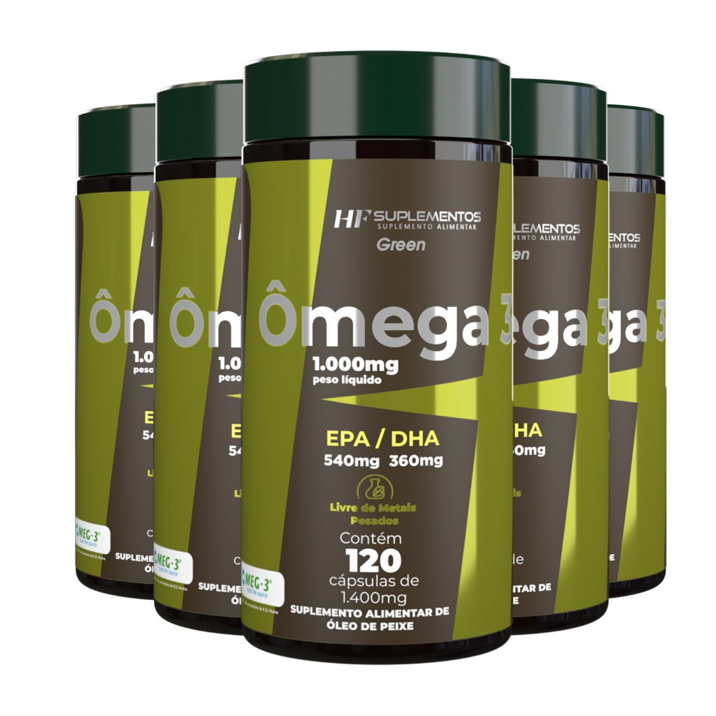 5X ÓLEO DE PEIXE PURO MEG-3 HF SUPLEMENTOS