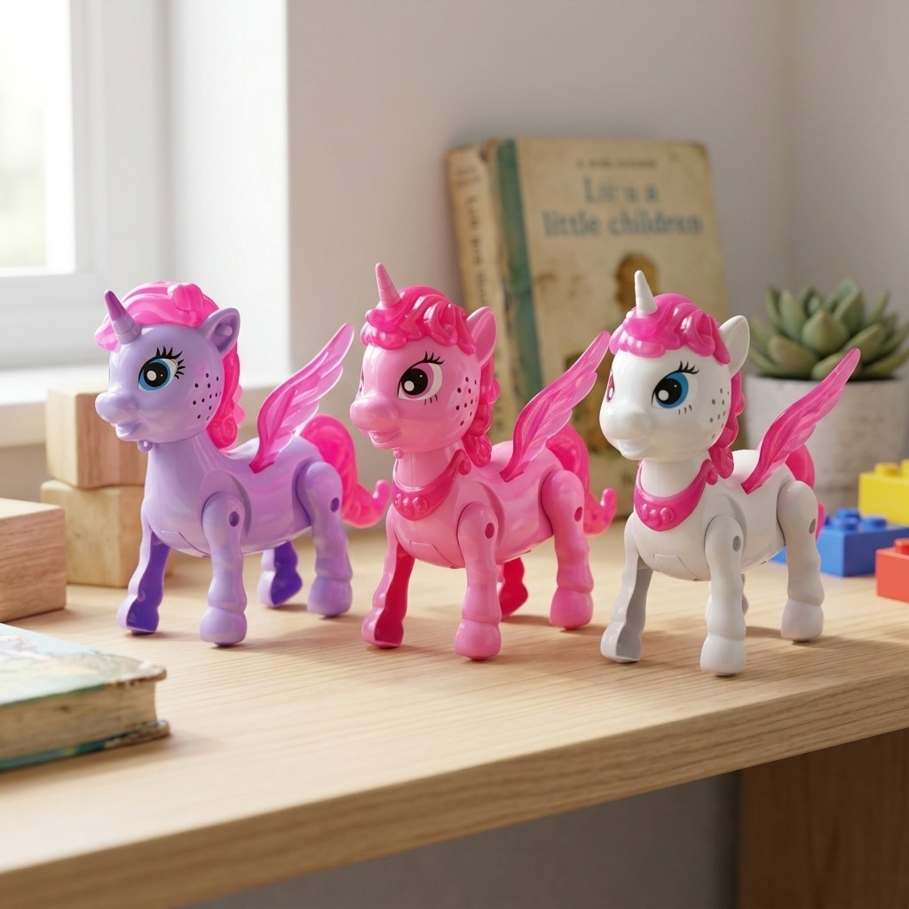 Unicórnio Brinquedo Criança Musical Luz Som Anda Pilha Pônei Cavalo Infantil Interativo