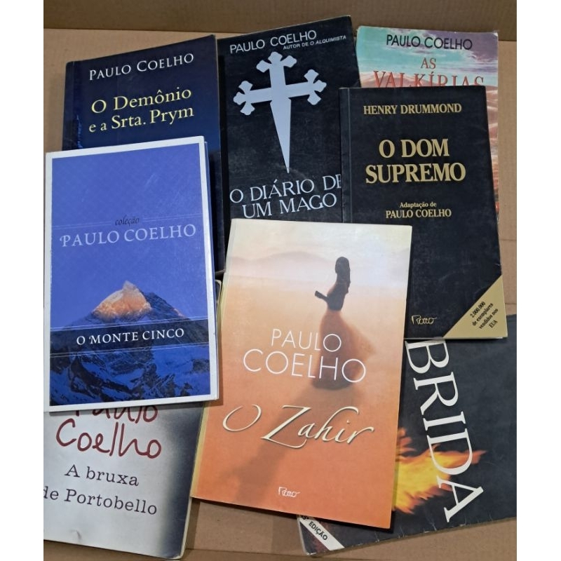 Livros Paulo Coelho: O Zahir, Brida, As Valquírias, O Diário de um Mago, monte cinco, Bruxa de Portobello – Coleção