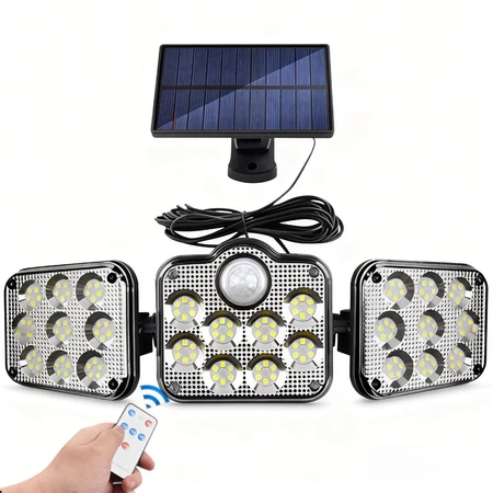 Luz Solar com Sensor de Movimento 138 LEDs 30W, Placa Solar Impermeável para Iluminação Externa de Jardim, Garagem, Vara