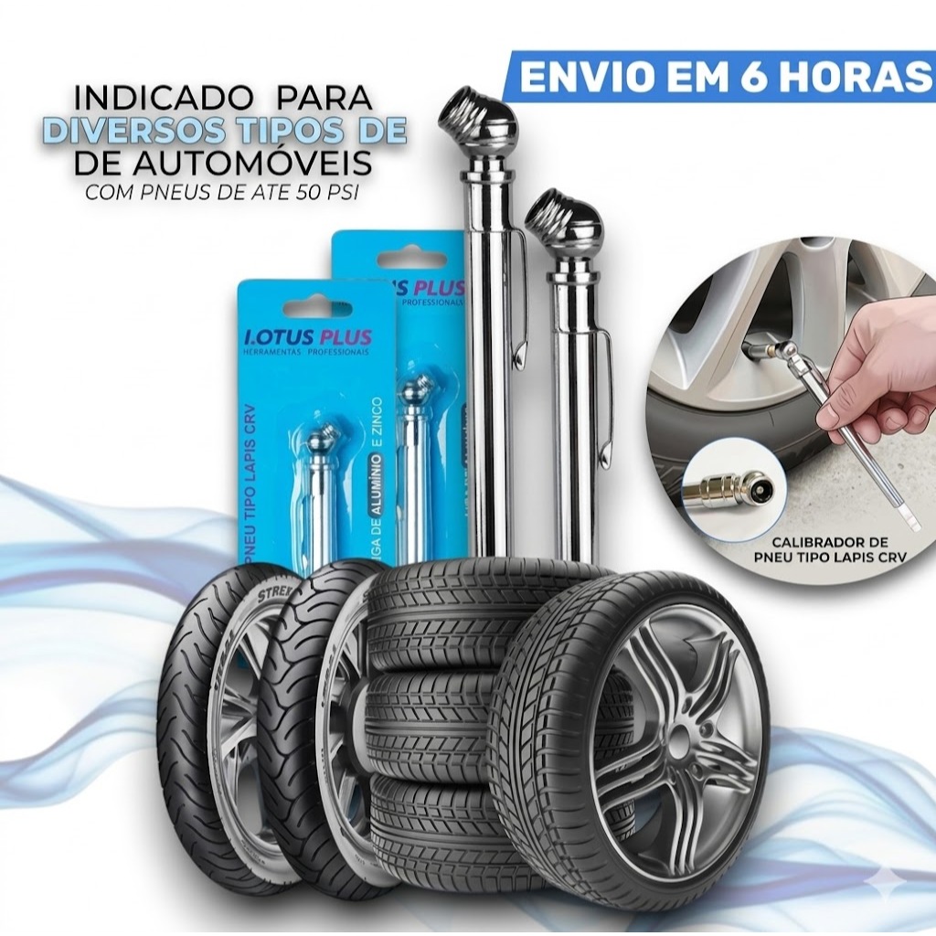 Medidor Calibrador de Pressão 50 Ibs Pneu Moto Carro Bike Tipo Caneta Ar Calibragem