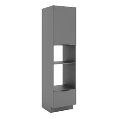 Paneleiro De Cozinha Lumina 600mm Com Rodapé Para Micro e Forno De Embutir 1 porta e 1 Gaveta Cinza/Cinza