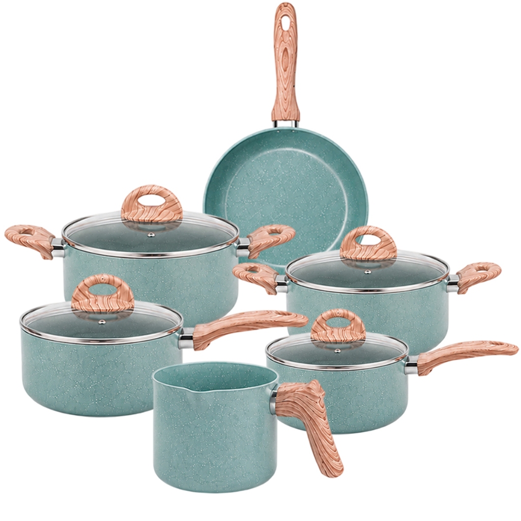 Jogo de Panelas Indução 6pçs Brinox Botanica Fundo Triplo Revestimento Cerâmico Verde