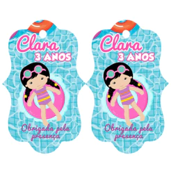 Kit Tags Personalizadas para Lembrancinhas Pool Party Menina | Festa Infantil