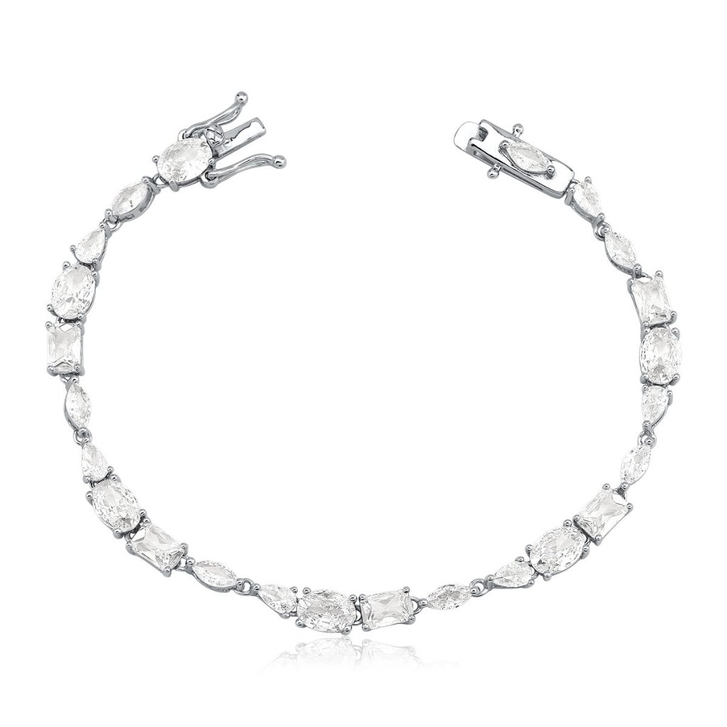 Pulseira Feminina de Prata 925 Mix de Lapidações com Zircônias