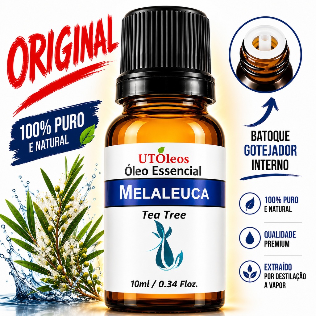 Melaleuca Auxilia no cuidado da micose de unha (onicomicose) Oleo Essencial Tea Tree 10ml Puro