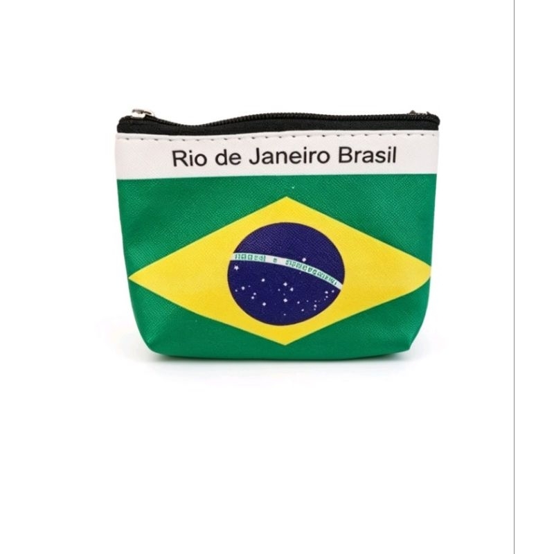 Porta moeda / porta níquel bandeira do Brasil Rio de Janeiro zíper souvenir lembrancinha turismo verde e amarelo