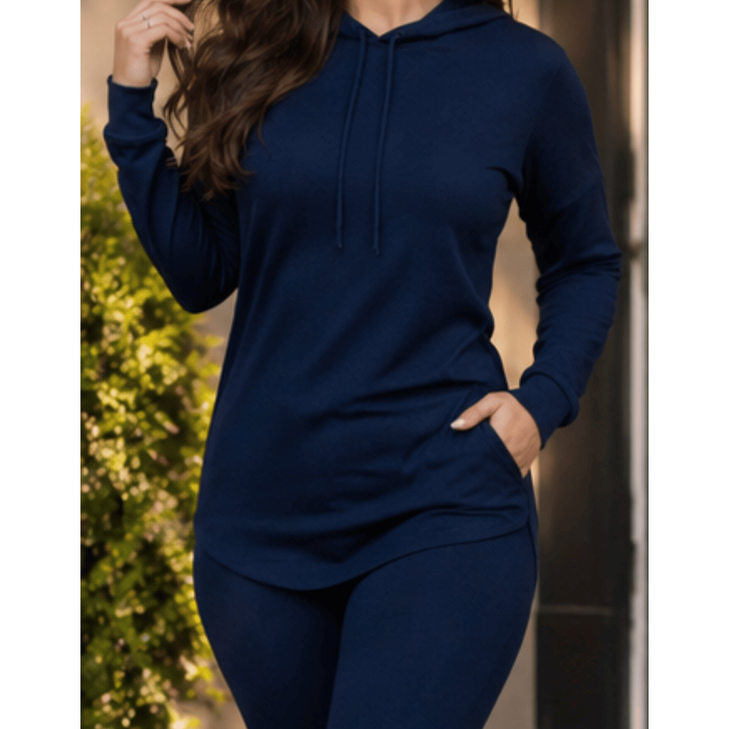 Conjunto Feminino de Frio Lanzinha Calça com Bolsos e Blusa com Capuz P ao G1