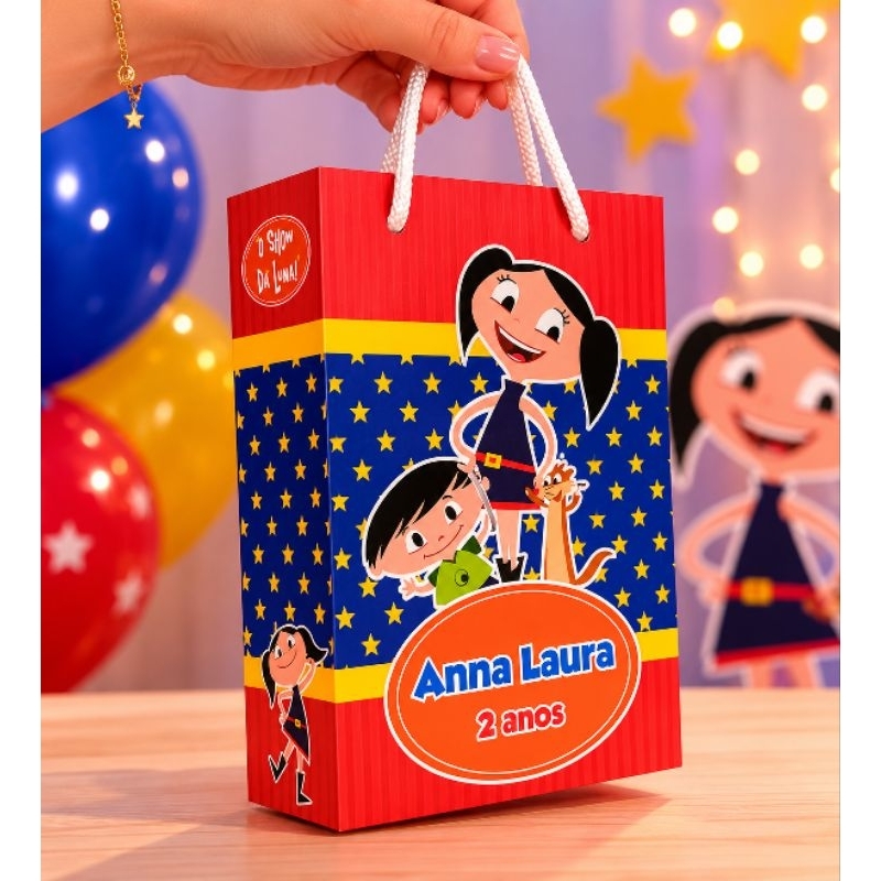 10 a 30 Sacolinhas P Personalizada SHOW DA LUNA (PEGUE E MONTE) lembrancinhas/Aniversário/Sacolinha surpresa/Sacola Luna