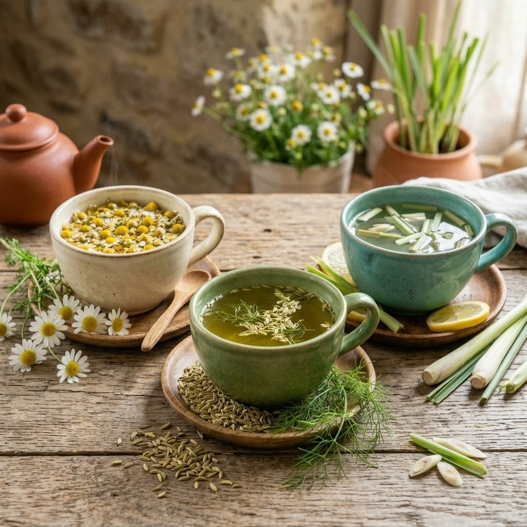 Detalhes do Kit Chas Relaxante - Erva Doce, Camomila e Capim Limão Saudável.