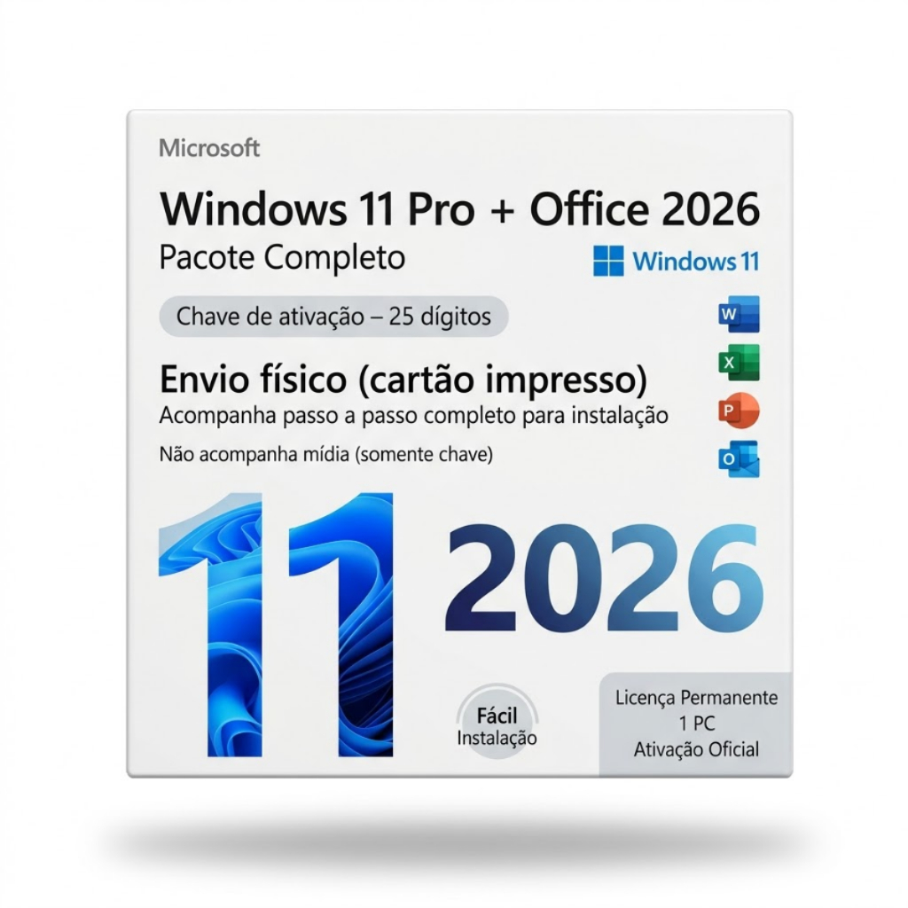 Windows 11+ Office 2026  Licença Permanente– Envio Fisico