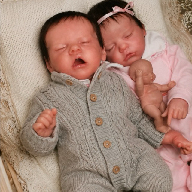 BEBÊS REBORN GÊMEOS TWIN A E TWIN B 46 CM PREMATURO