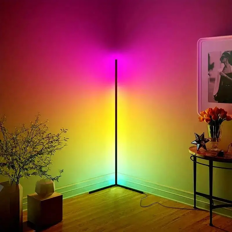 Luminária de Chão RGB Moderna  1,4m  Ideal para Quarto Cozinha Sala de Jantar Cabeceira e Criado Mudo P5